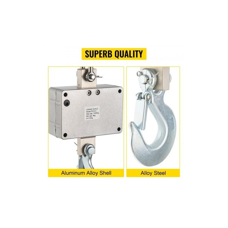 Ripustettava nosturivaaka digitaalinen 1000 kg alumiinirunko LED-näyttö kauko-ohjain