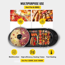 Sähköinen kaksitoiminen pöytägrilli ja keittoastia 2,5 litran erillisellä lämpötilansäädöllä