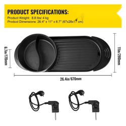 Sähköinen kaksitoiminen pöytägrilli ja keittoastia 2,5 litran erillisellä lämpötilansäädöllä