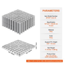 Viemäröintilaatat PVC toisiinsa lukittuvat 30 x 30 cm 12 kpl