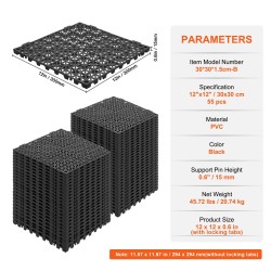 Lukittuvat PVC-kuivatusmatot 55 kpl 30 x 30 cm musta kosteisiin tiloihin