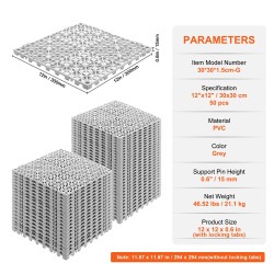 Vedenpoistomattopaketti 50 kpl PVC-muovinen 30 x 30 cm märkätiloihin harmaa