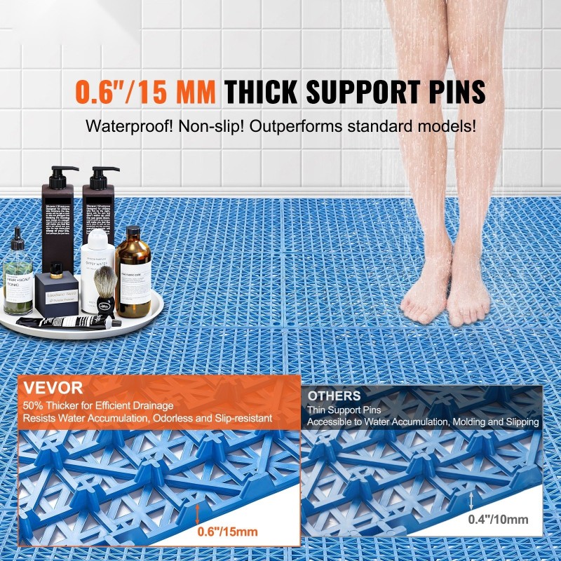 Kuivatusmatot pehmeä PVC 55 kpl 30 x 30 cm sininen