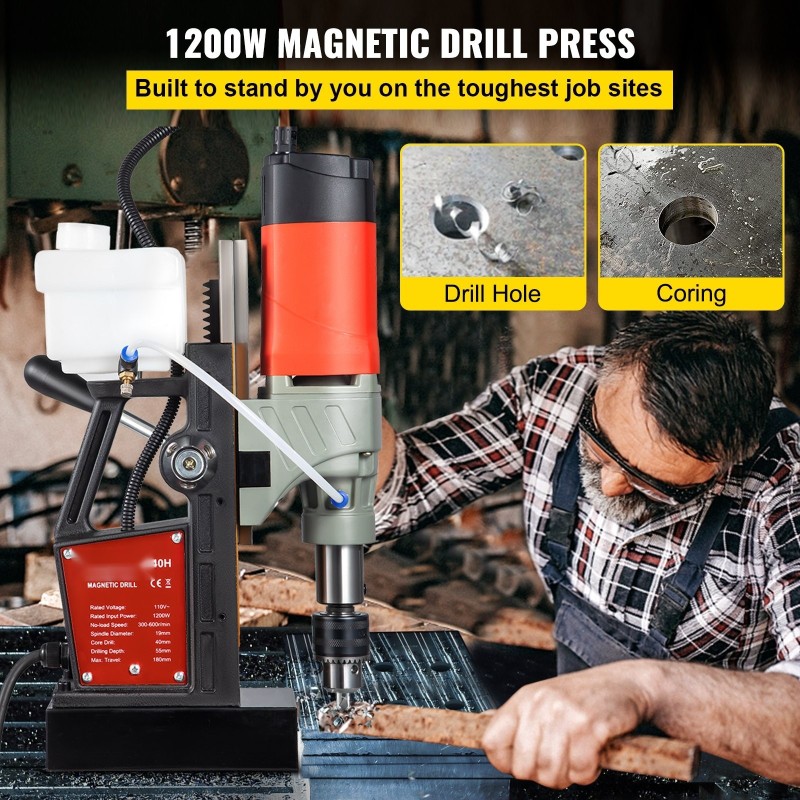 Magneettiporakone 1200 W 40 mm kruunupora 55 mm poraussyvyys 13000 N pitovoima