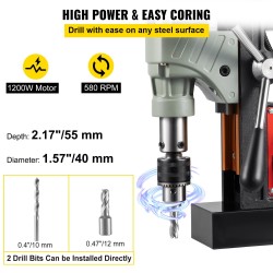 Magneettiporakone 1200 W 40 mm kruunupora 55 mm poraussyvyys 13000 N pitovoima