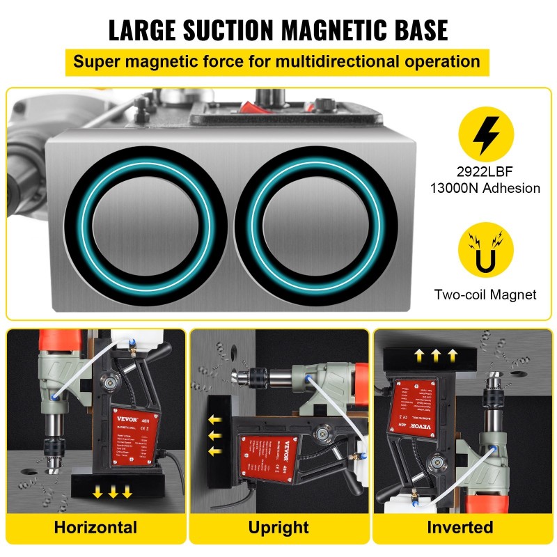 Magneettiporakone 1200 W 40 mm kruunupora 55 mm poraussyvyys 13000 N pitovoima