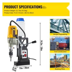 Magneettipora kannettava 1100W kuparimoottori 40 mm kruunupora 12000N mukana 7 terää