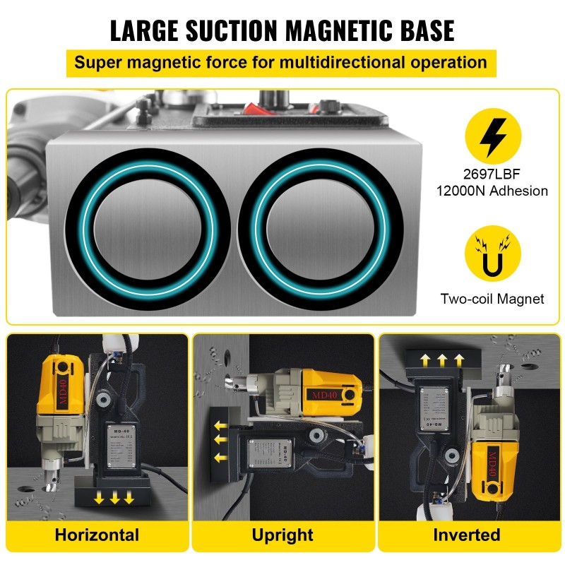 Kannettava sähköinen magneettiporakone 1100W 40 mm ontelopora 12 terää 12000N