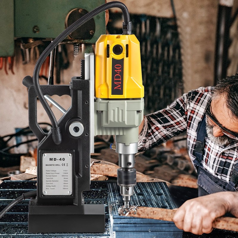 Kannettava sähköinen magneettiporakone 1100W 40 mm ontelopora 12 terää 12000N
