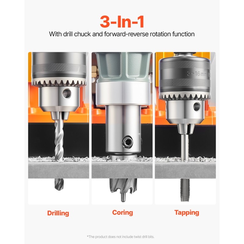 Magneettiporakone 1450W moottorilla 10-portainen nopeudensäätö 40 mm maksimiporaushalkaisija 2 ydinporanterää