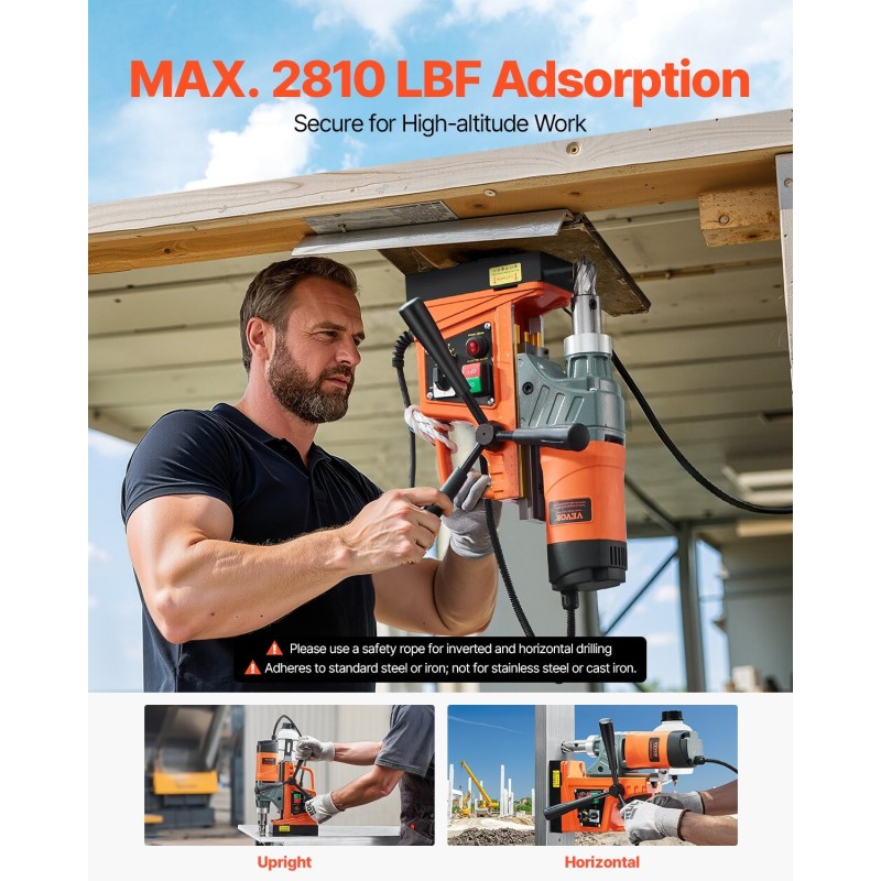 Magneettiporakone 1450W moottorilla 10-portainen nopeudensäätö 40 mm maksimiporaushalkaisija 2 ydinporanterää