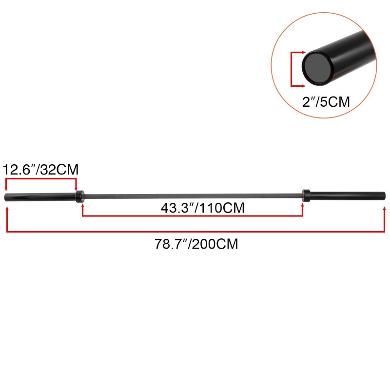 Levytanko seosterästä 2 m 15 kg 50 mm holkko penkkipunnerrukseen