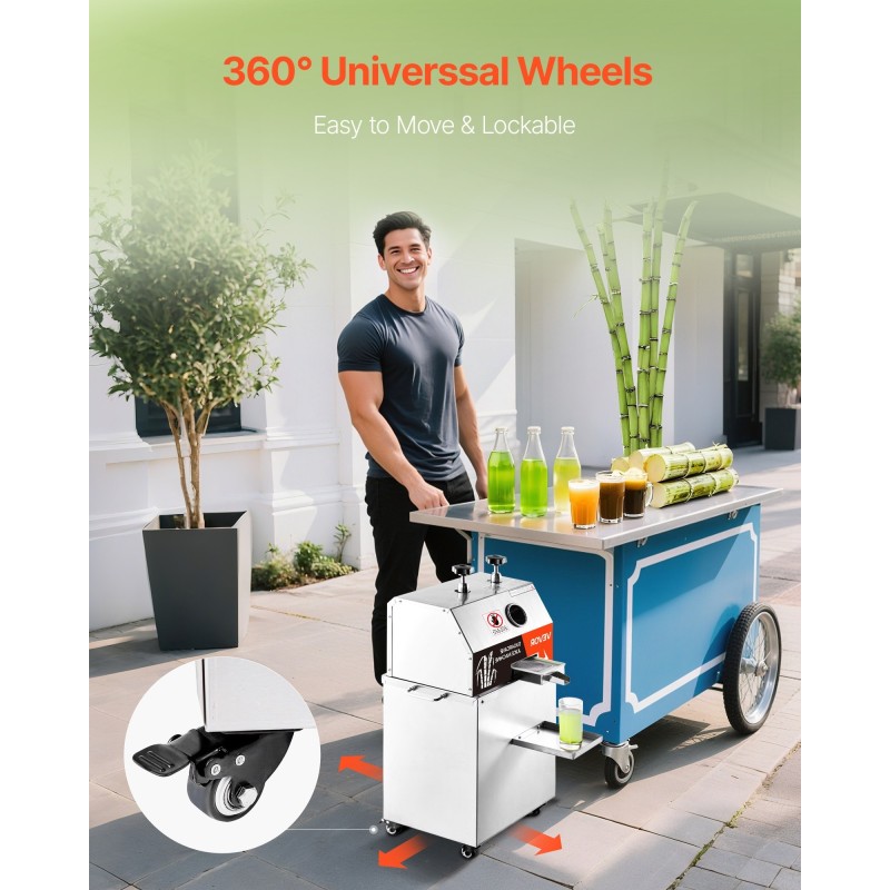 Sokeriruokomehupuristin sähköinen ruostumatonta terästä seitsemänsataaviisikymmentä wattia kolme telarullaa kolmesataa