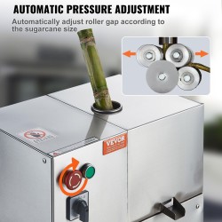 Sähköinen sokeriruokomehupuristin 800W 4 ruostumatonta teräsrullaa 300 kg tunnissa automaattinen telapaineen säätö