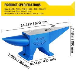 Teräsalja 50 kg sininen taontaan kaksi sarvea pyöreä reikä