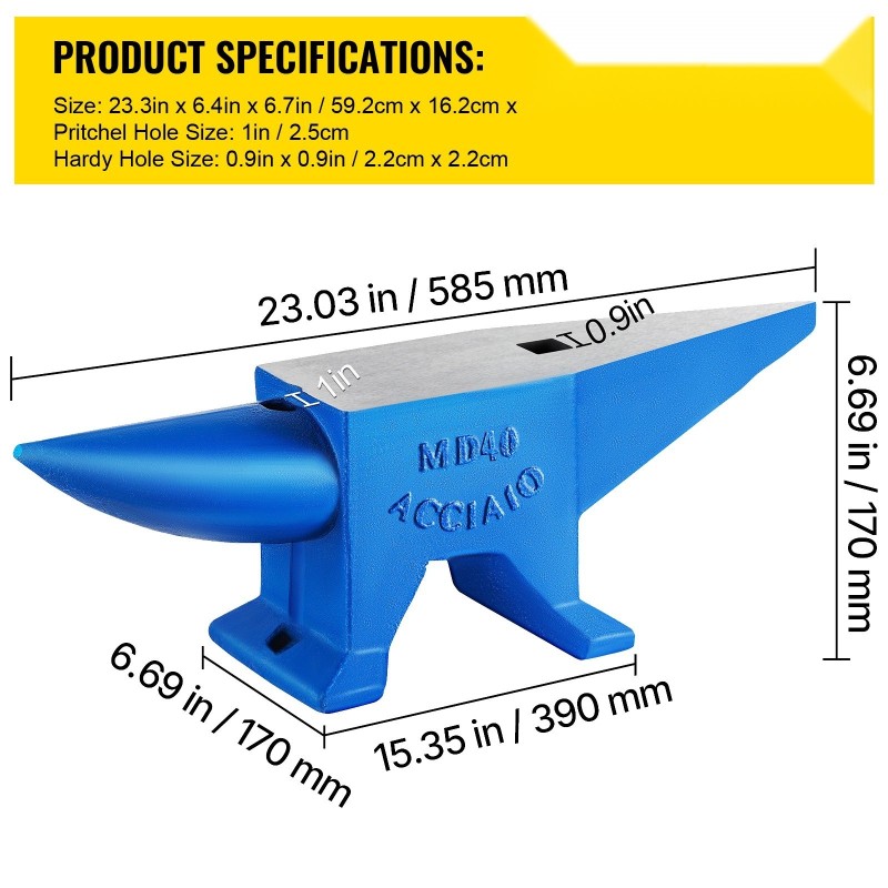 Teräsalasin kovateräs 40 kg kaksi sarvea pyöreä reikä ja lisävarustereikä