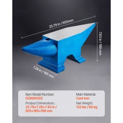 Alasin 60 kg karkaistusta terästä kaksi sarvea pyöreä ja neliöreikä seppätyöhön