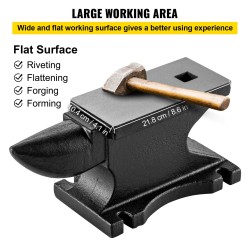 Valurautainen alasin 25 kg yksisarvinen pyöristetty sarvi työtaso 21,8 x 10,4 cm