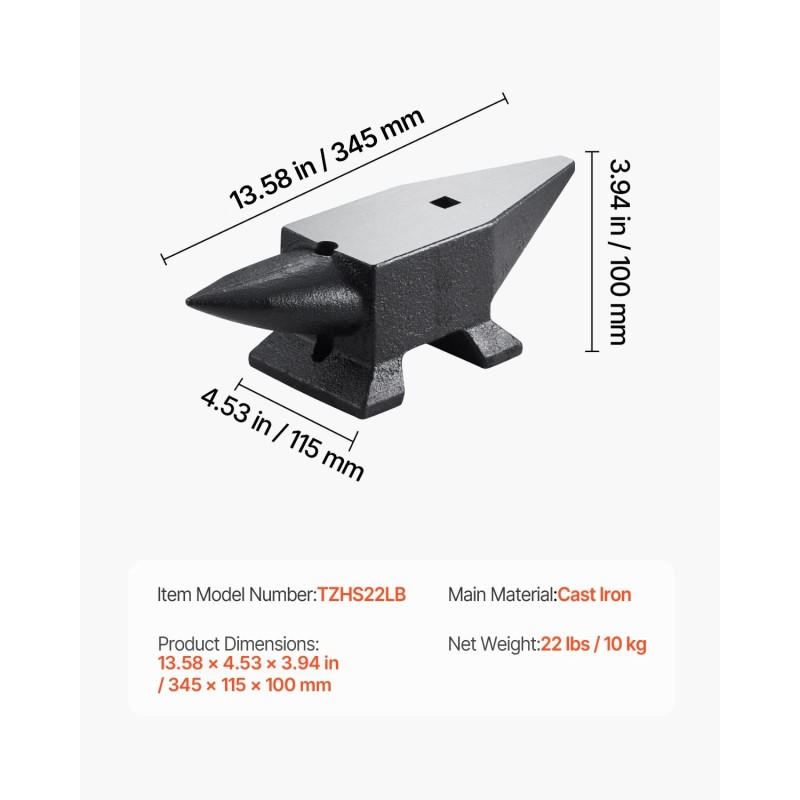 Teräsalasin 10 kg karkaistu kovuus 55 HRC kaksi sarvea leveä työtaso