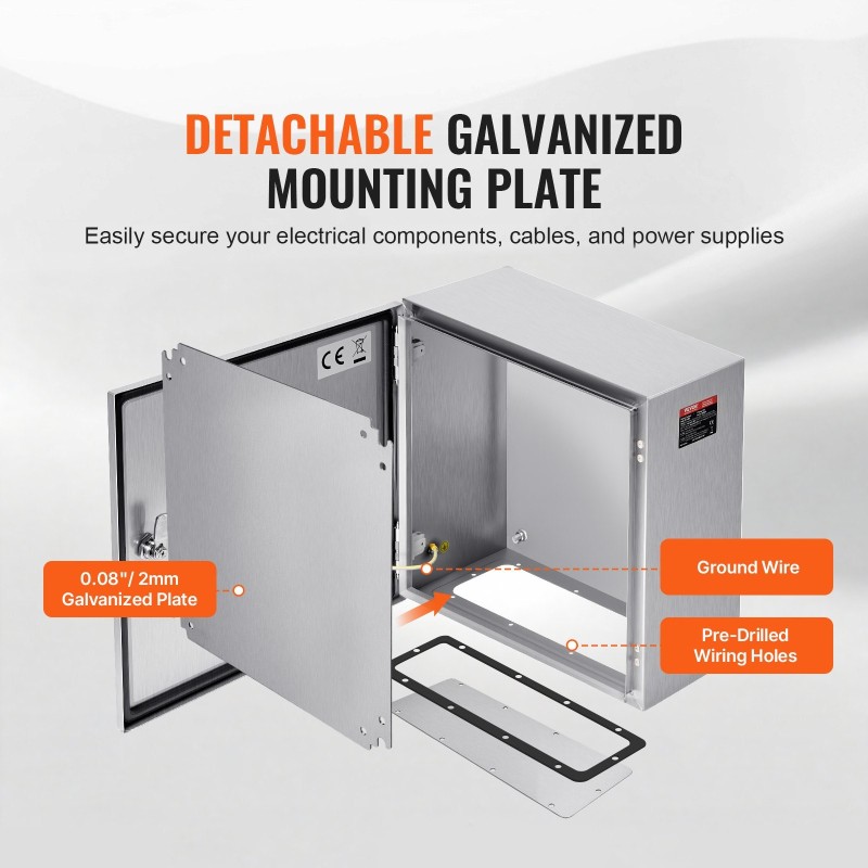 Sähköasennuskotelo 304-ruostumattomasta teräksestä 300 x 300 x 200 mm NEMA 4X