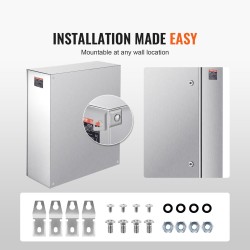 Sähkökotelo 304-ruostumaton teräs 60x50x20 cm seinäkiinnitys IP66 saranoitu ovi lukko