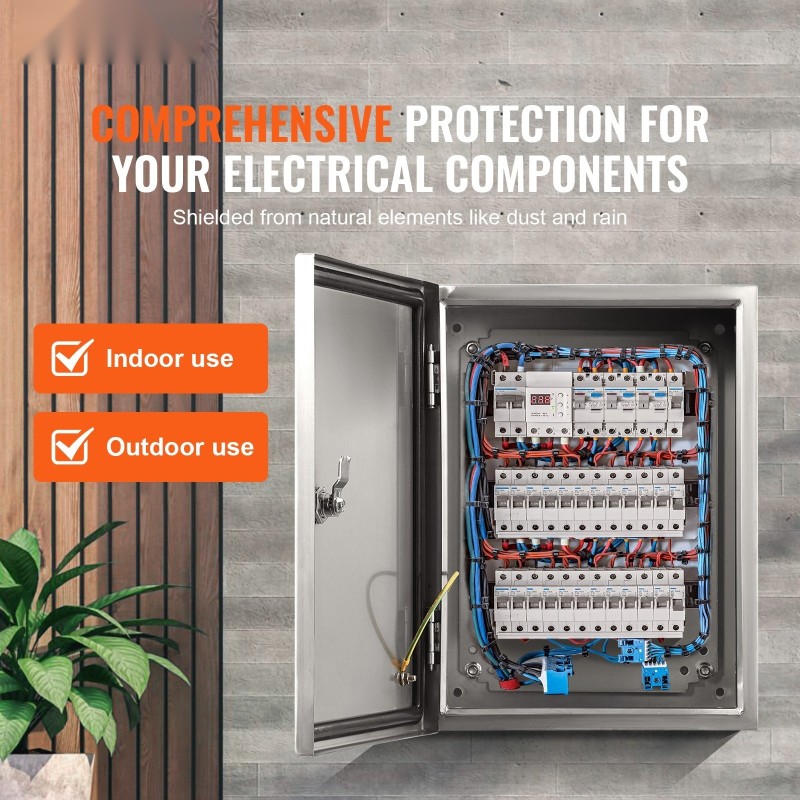 Sähkökotelo 304-ruostumattomasta teräksestä 40x30x25 cm IP66 seinäkiinnitys sisä- ja ulkokäyttöön