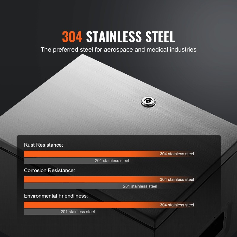 Sähkökotelo 304-ruostumattomasta teräksestä 40x30x25 cm IP66 seinäkiinnitys sisä- ja ulkokäyttöön