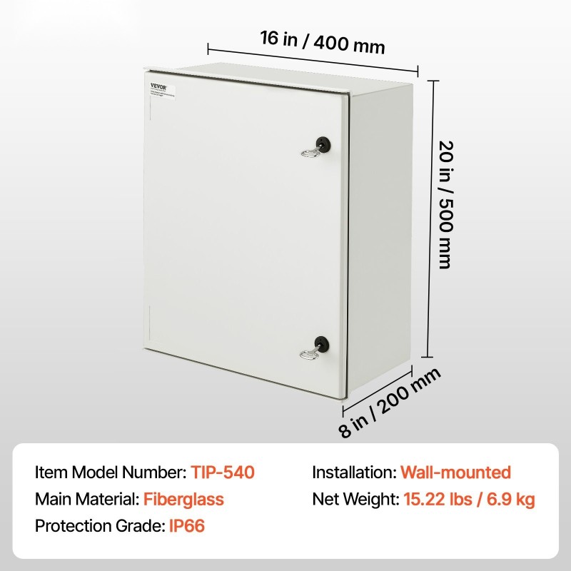 Sähkökotelo lasikuituvahvisteinen muovi 50x40x20 cm seinään asennettava IP66