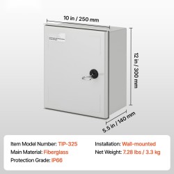 Sähkökotelo lasikuitu 30x25x14 cm sisä ja ulkokäyttö pöly ja vesitiivis