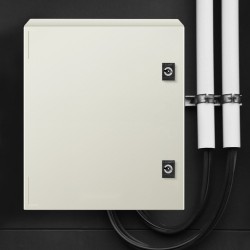 Sähkökotelo lasikuituvahvisteisesta polyesteristä 40x30x20 cm IP66 lukittava saranallinen ovi