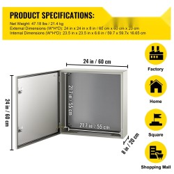 Sähkökojerasia hiiliteräs 1,5 mm 60x60x20 cm IP66 lukittava