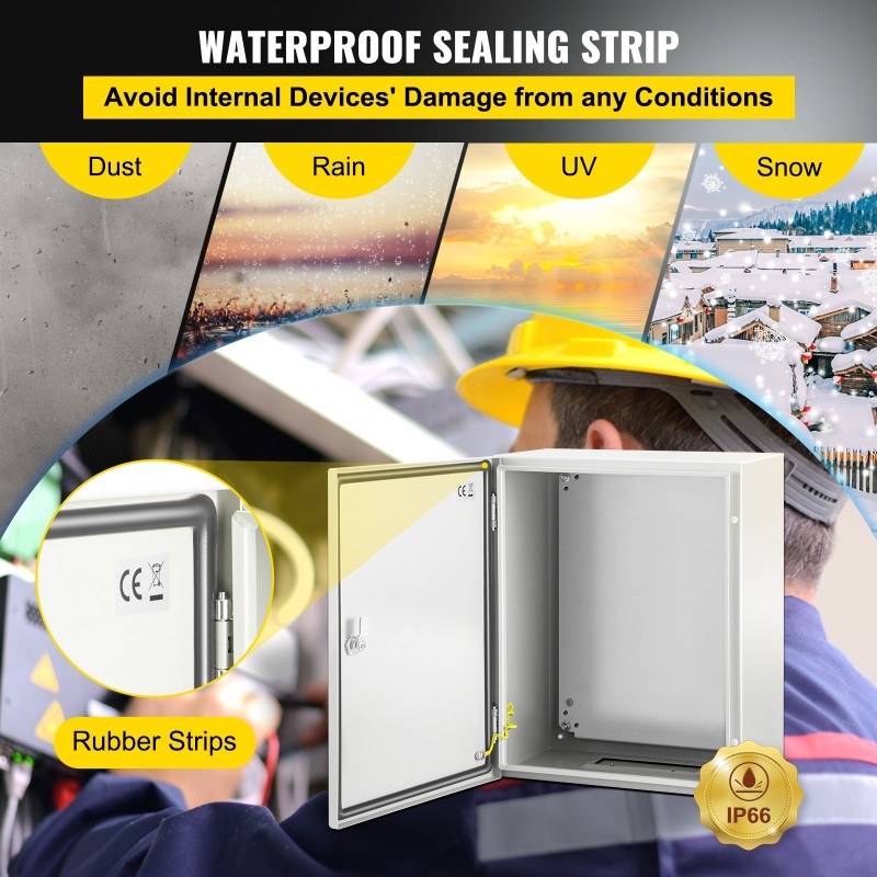 Teräksinen sähkökotelo 1,5 mm kylmävalssattu 50x40x25 cm IP66 sinkitty taustalevy