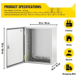 Teräksinen sähkökotelo 1,5 mm kylmävalssattu 50x40x25 cm IP66 sinkitty taustalevy