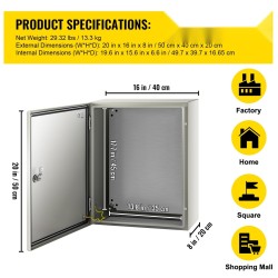 Sähkökotelo hiiliteräs 50x40x20 cm IP66 lukittava sisä- ja ulkokäyttöön