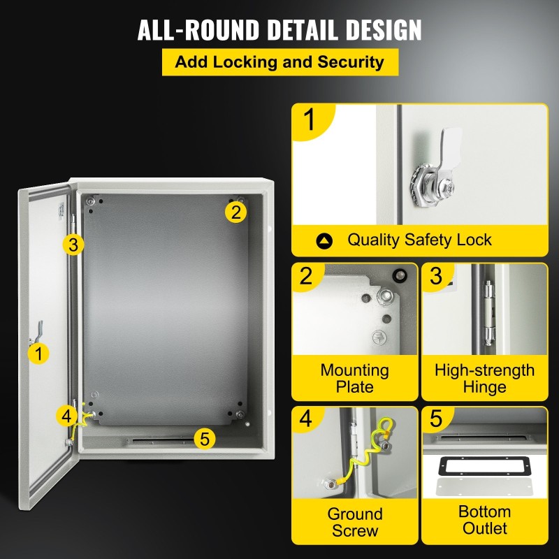 Sähkökotelo hiiliteräs 1,5 mm 40x30x20 cm IP66 lukittava