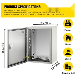 Sähkökotelo hiiliteräs 1,5 mm 40x30x20 cm IP66 lukittava