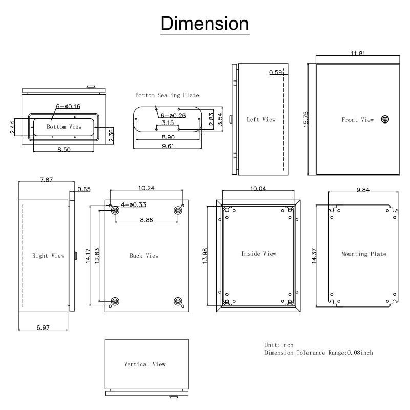 Sähkökotelo hiiliteräs 1,5 mm 40x30x20 cm IP66 lukittava