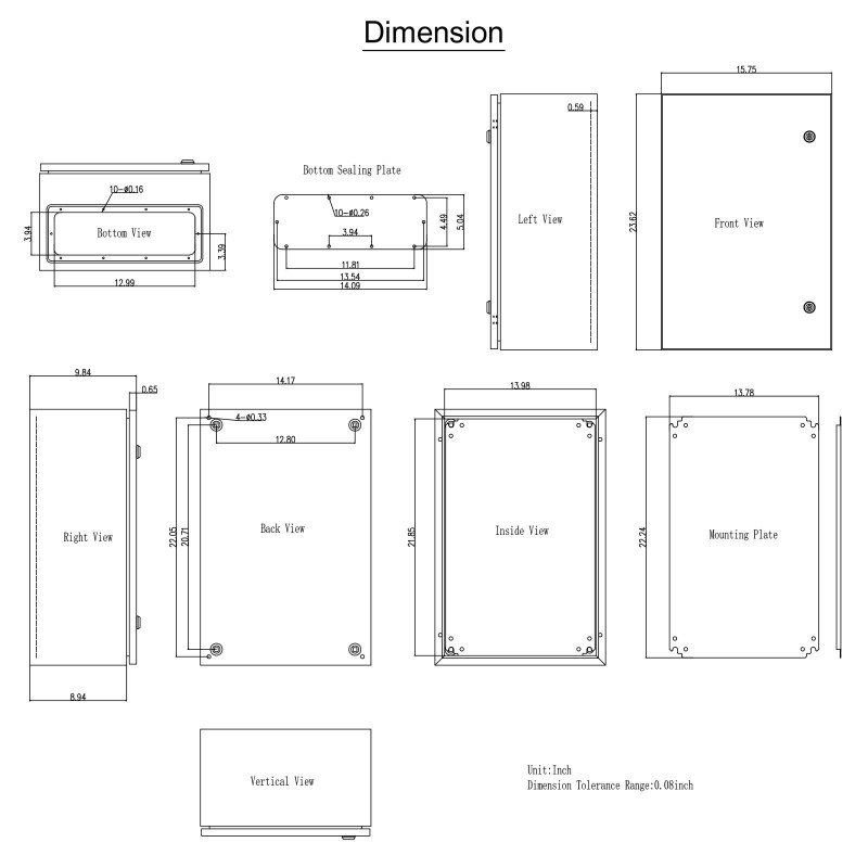 Sähkökotelo 60 x 40 x 25 cm hiiliteräs IP66 NEMA 4X