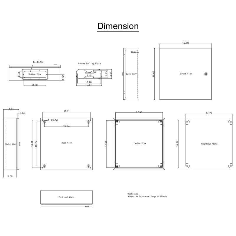 Sähkökotelo hiiliteräs 1,5 mm 50x50x15 cm IP66 lukittava ovi irrotettava asennuslevy