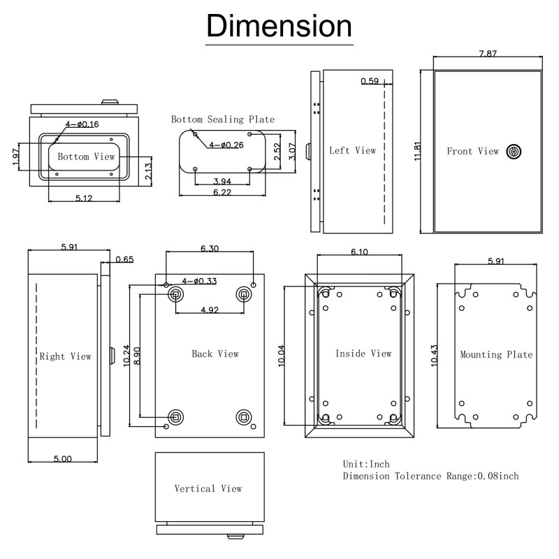 Sähkökotelo teräksinen 1,5 mm 30x20x15 cm IP66 lukittava