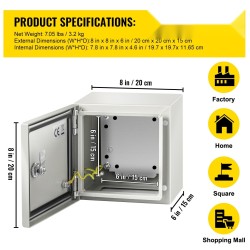 Sähkökotelo hiiliteräs 1,5 mm 20x20x15 cm IP66 lukittava