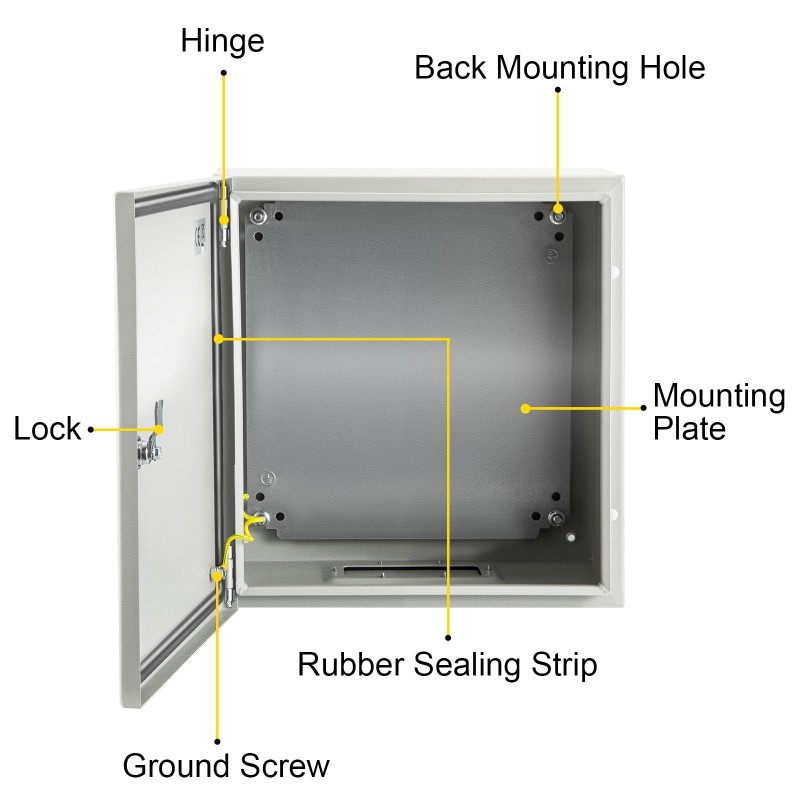 Sähkökotelo hiiliteräs 1,5 mm 20x20x15 cm IP66 lukittava