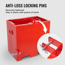 Traktorin teräksinen painolaatikko 3-piste kategoria 1 5ft³ 363 kg 2'' vetokoukulle