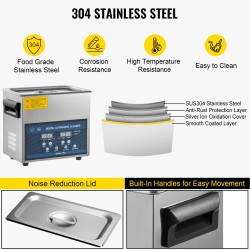 Ultraäänipesuri 6L ruostumaton teräs kaksitaajuuksinen 28 kHz 40 kHz säädettävä lämmitys