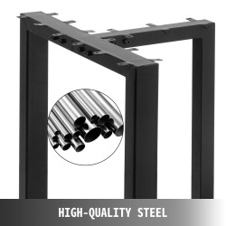 Pöydänjalat teräs T-muotoiset 2 kpl 460 mm korkeat mustat säädettävät kumitassut