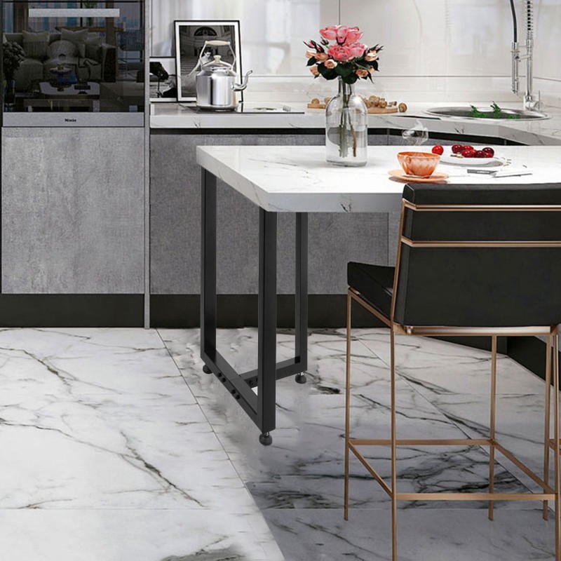 Pöydänjalat teräs T-muotoiset 2 kpl 460 mm korkeat mustat säädettävät kumitassut