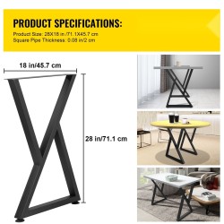 Pöydänjalat teräksiset Z-muotoiset korkeus 71,1 cm leveys 45,7 cm 2 kpl musta