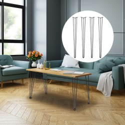 Hiusneulapöydän jalat 101,6 senttimetriä neljän kappaleen sarja hiiliteräs musta kolmitankoiset