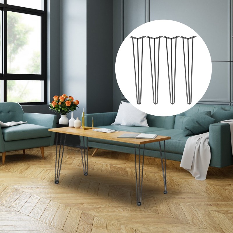 Hiuspinnajalat hiiliterästä 76,2 cm musta 4 kpl kolmitankoiset 100 kg