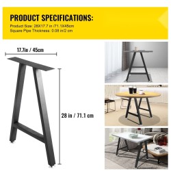 Teräksiset A muotoiset pöydänjalat 71 1 x 45 cm 2 kpl polyuretaanipinnoite